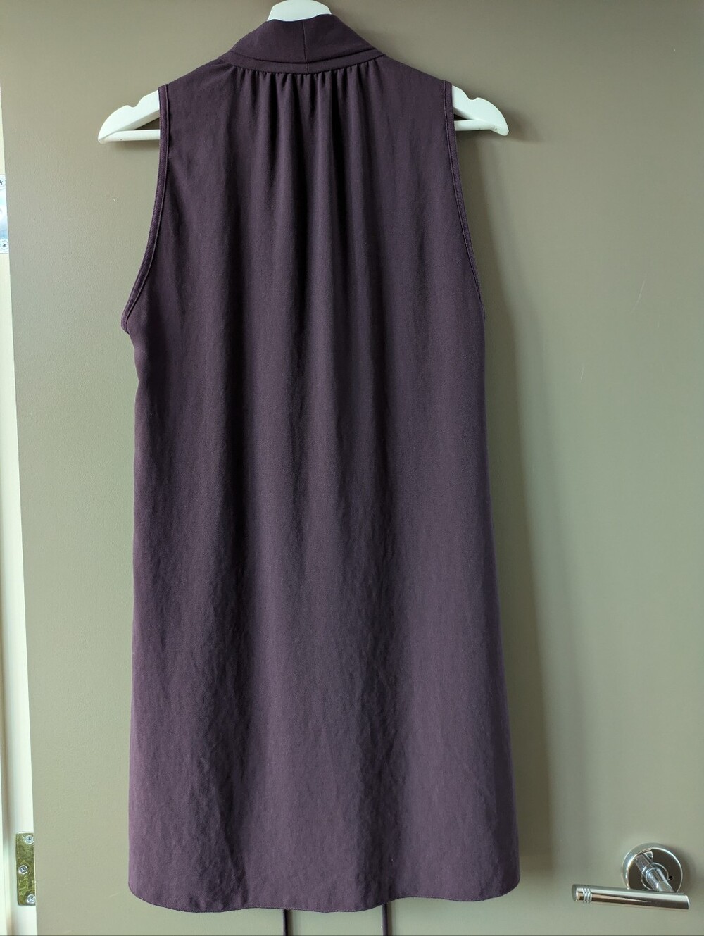 Aritzia Wilfred Sabine Draped Faux Wrap Mini Dress Plum V Neck Sleeveles Medium - Picture 2 of 5